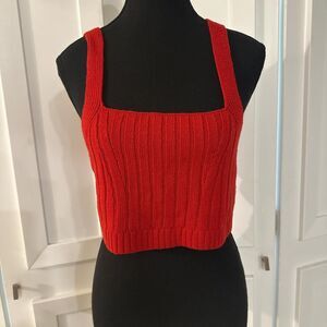 Y2K Red Cropped Knit Top XL